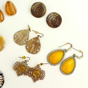 •8 PAIRS of unique Gold-Toned earrings